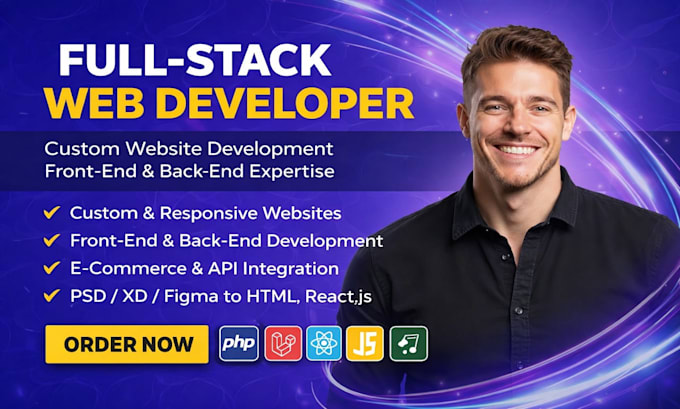 Do website development as full stack web developer, front end, backend ...