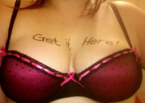 write any text on my BOOBs
