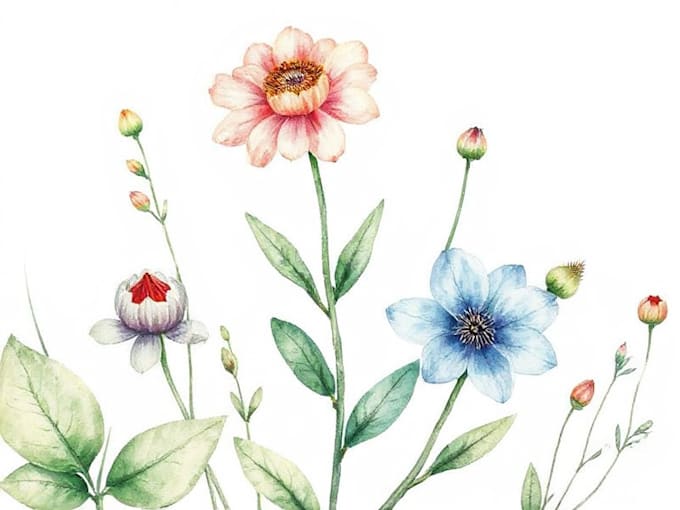 draw realistic botanical watercolor illustration