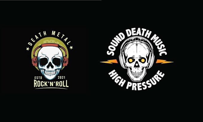 design custom podcast music skull logo