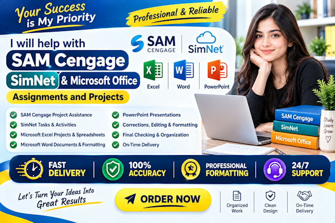 do your sam cengage and ms office projects urgently