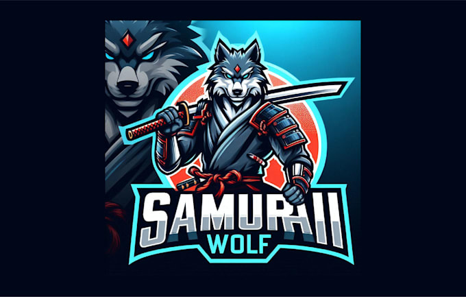 design samurai wolf mascot logo with express delivery