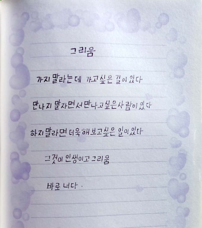 handwrite your text in english and korean