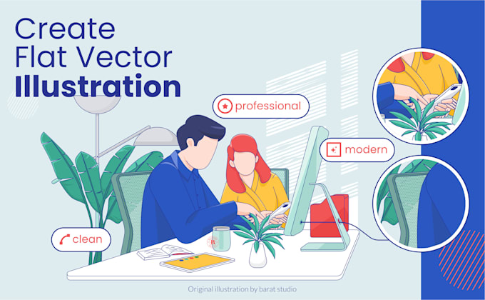 create modern flat illustration for website and app UI