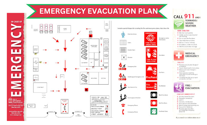 Design fire emergency evacuation plan exit map escape diagram by