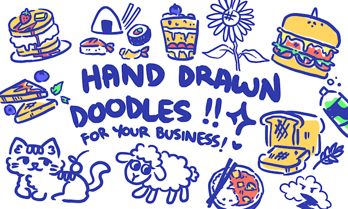 Draw cute fun doodles for icons, illustration, line art by Cherysh ...