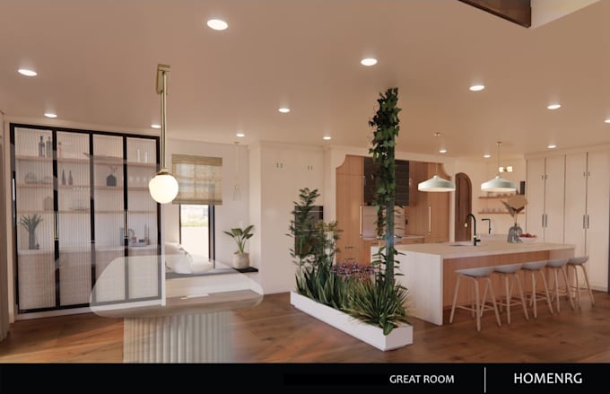 Do interior design, floor plan, and 3d render for living, dining ...