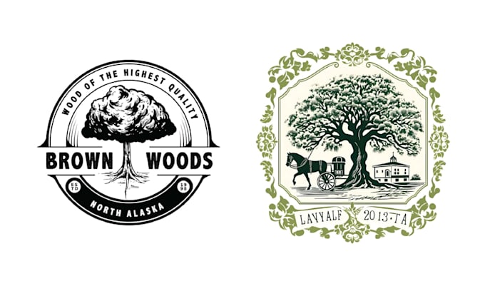 design vintage leaf garden oak tree logo