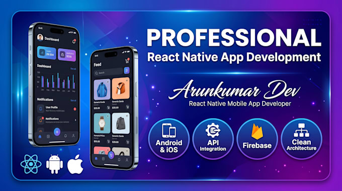 develop a professional react native app for android and ios