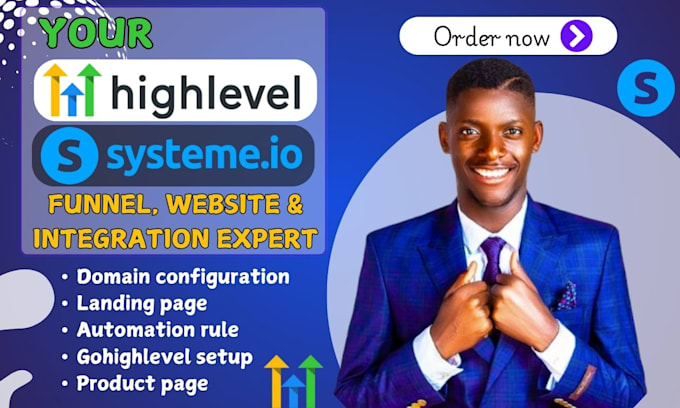 connect systeme io domain online course automation gohighlevel setu product page