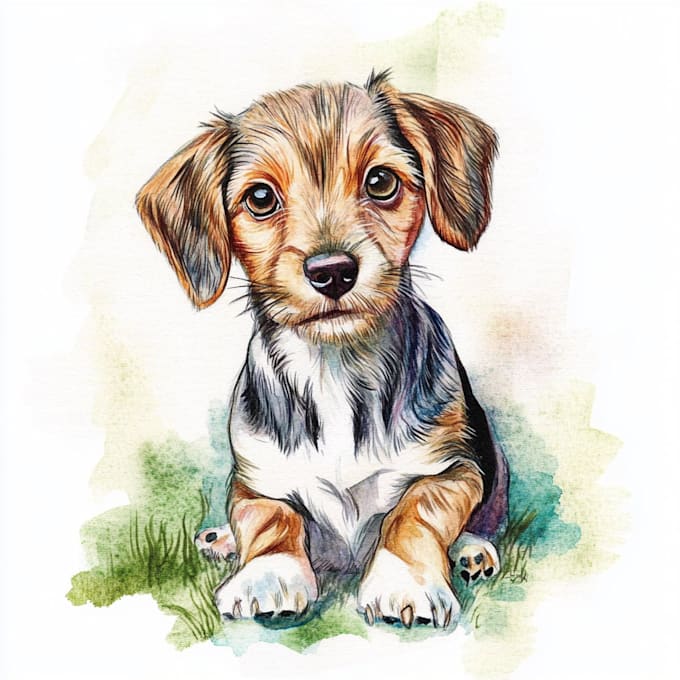 draw watercolor pet portrait