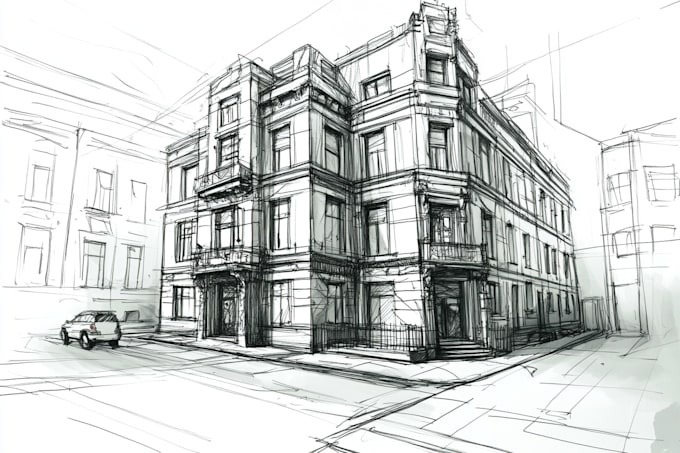 create digital sketches of concept buildings design