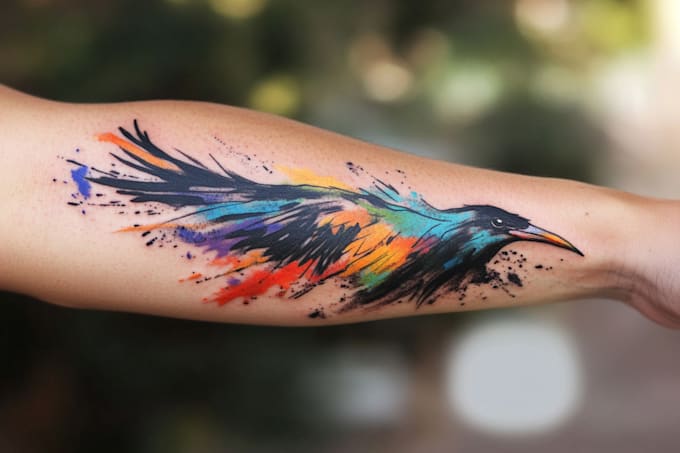 draw watercolor tattoo design