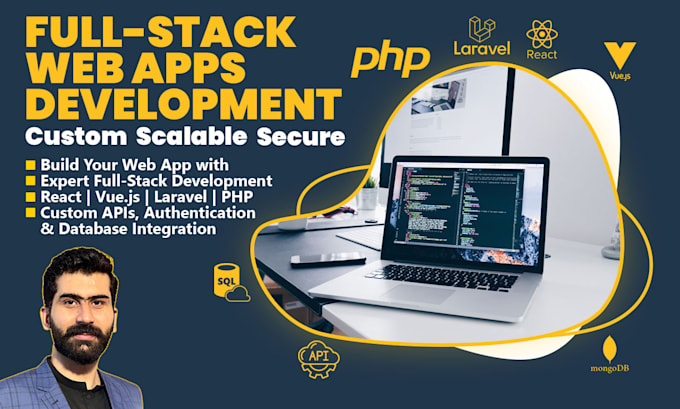 provide full stack web app service, react, vue, laravel, PHP
