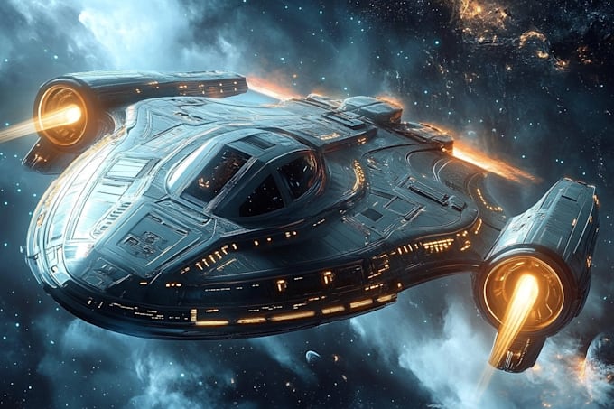 esign a spaceship sci fi illustration
