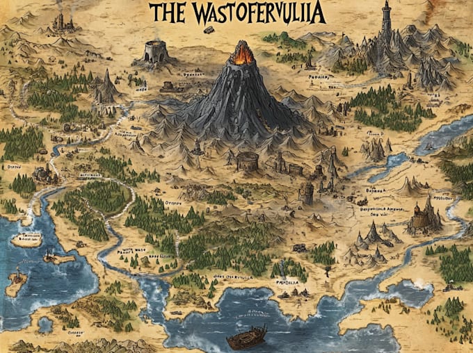 illustrate medieval fantasy and sci fi maps