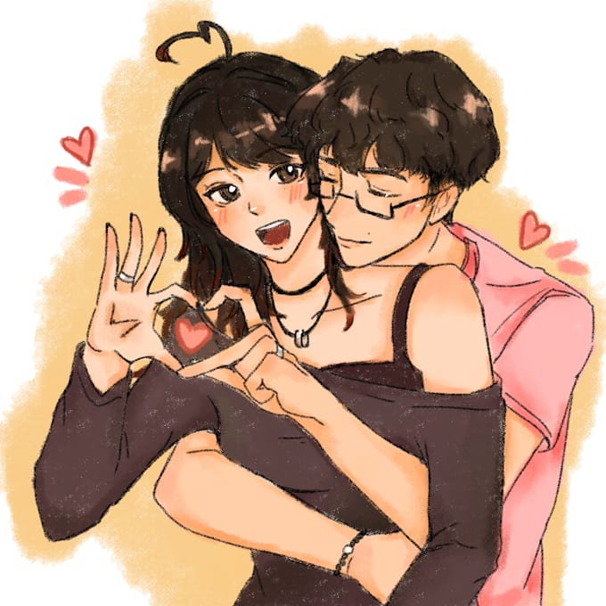 draw you, couple, character, fan art in anime style