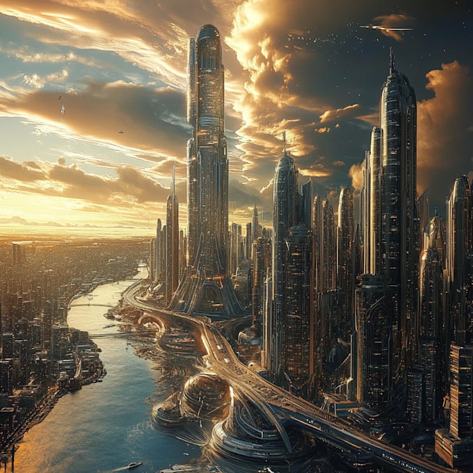 Draw a sci fi and science fiction futuristic city art by Cecilmudez ...
