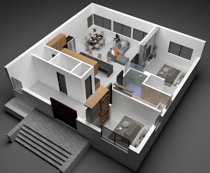 Make 3d floor plan, realistic rendering and 2d floor plan, by Quazi_red ...
