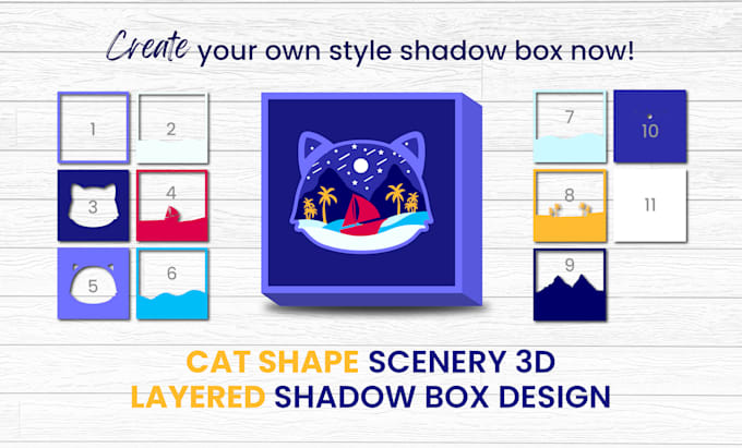 design shadow box, layered 3d box, laser cutting and papercut