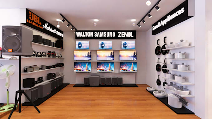 design high end showroom interiors with 3d visualization