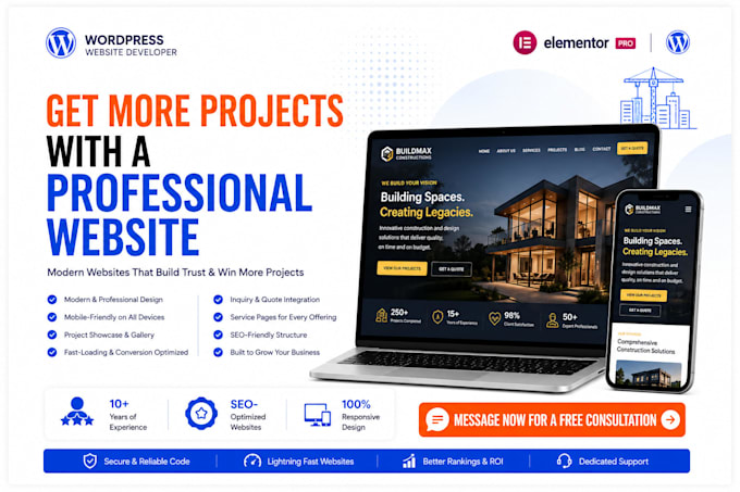 create construction, interior design, architecture website