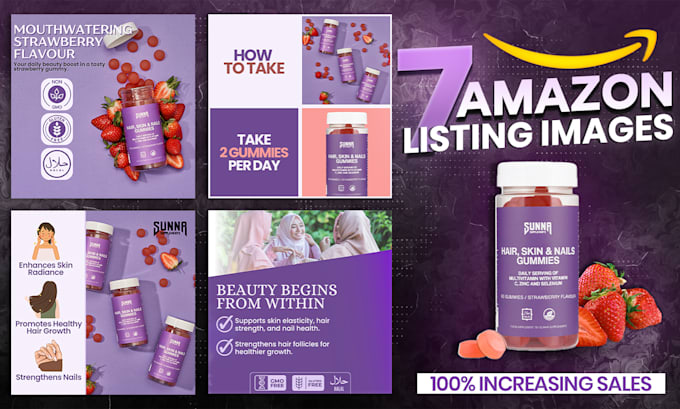 design health supplement infographics for websites and amazon