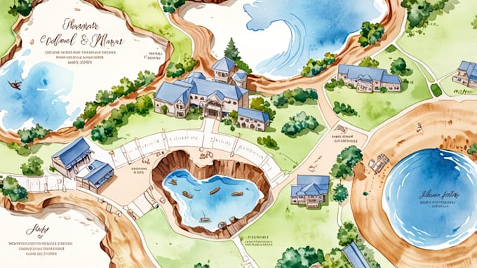 design watercolor wedding map