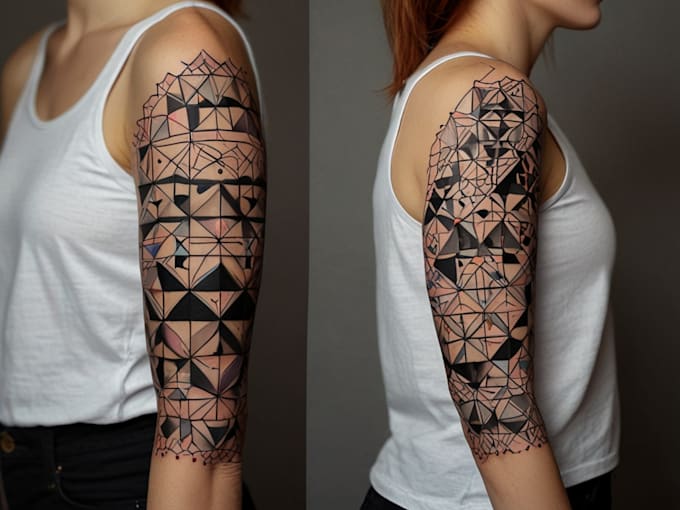 create sleeve tattoo design in geometric style
