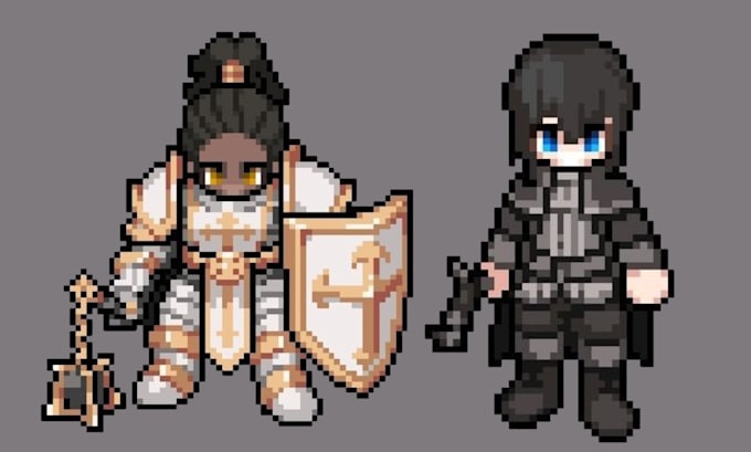 Design pixel art character sprite for your game pixel art background