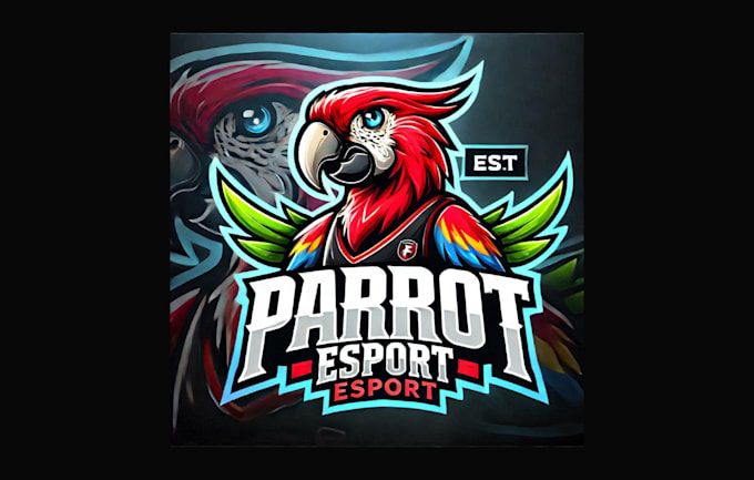 design creative parrot mascot logo with express delivery