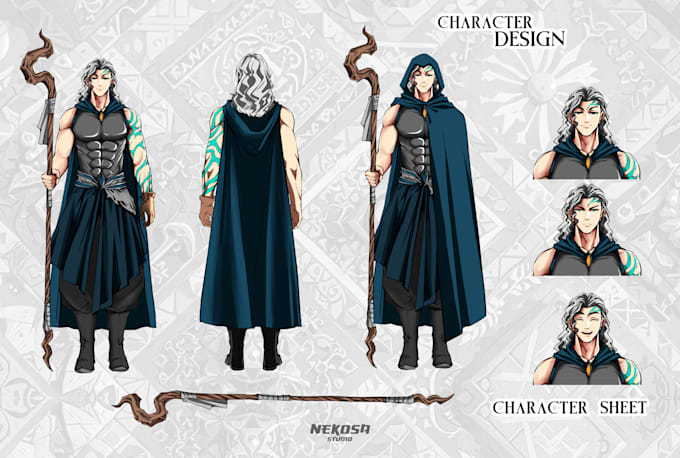 draw character design reference sheet anime style dnd style and vtuber