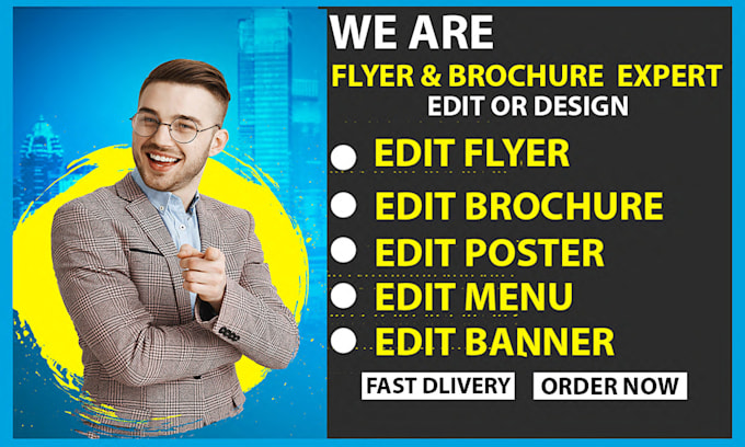 redesign  edit, or update flyer, brochure, menu, and poster