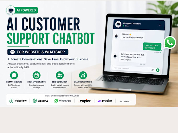 build an ai customer support chatbot for website or whatsapp