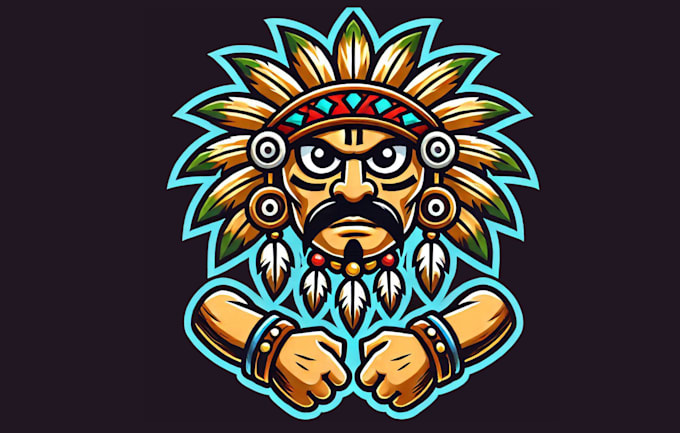 design a unique tribal head cartoon character mascot logo