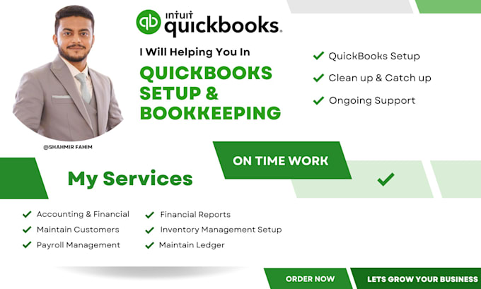 do quickbooks setup, inventory management, bookkeeping, and reconciliation