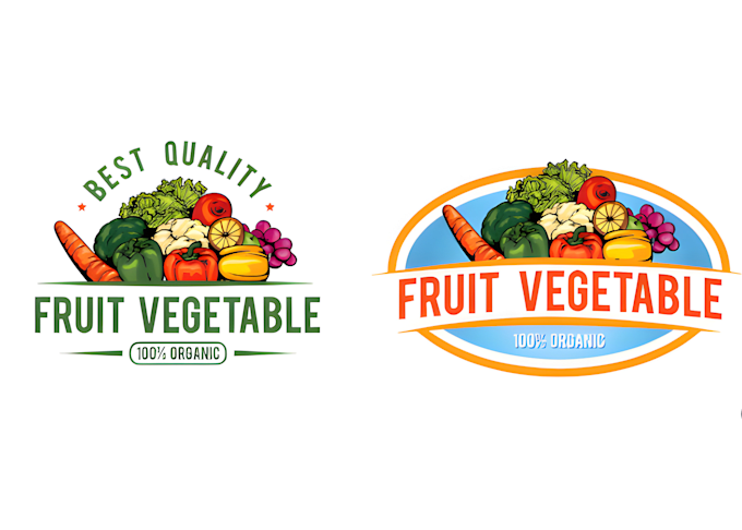 create a creative vegetable, fruit and juice logo