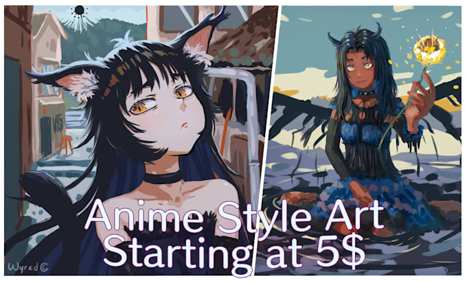 draw character illustrations in 2d anime style