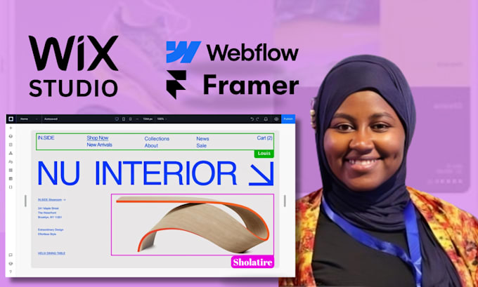 design wix website on wix studio, redesign wix, webflow, responsive framer