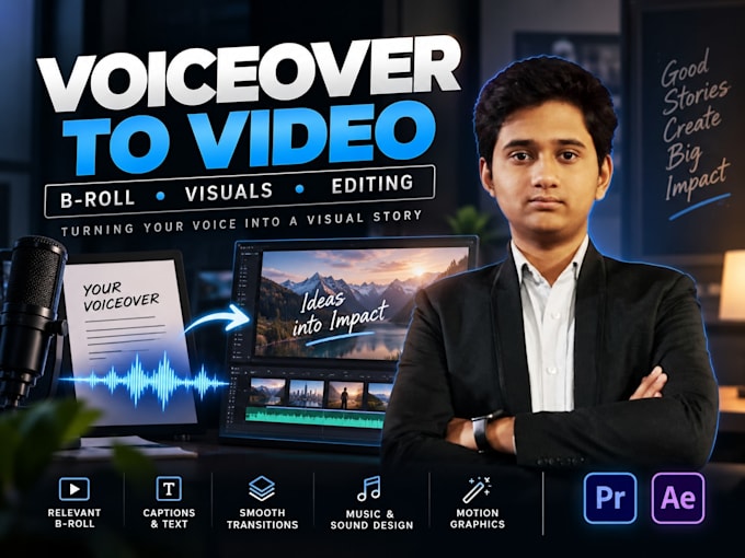 edit b rolls, clips according to voiceover for social media