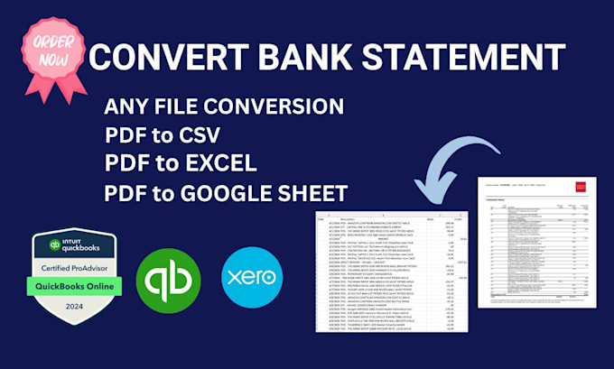 convert bank statement pdf to csv or excel for bank reconciliation