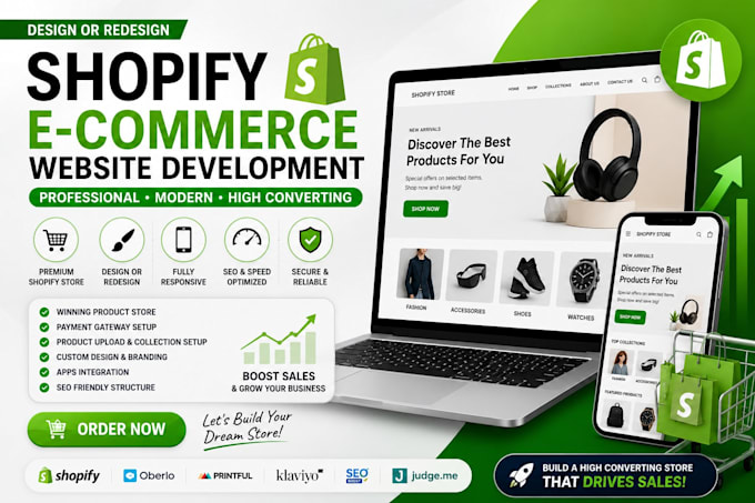 do shopify ecommerce website development or redesign shopify store