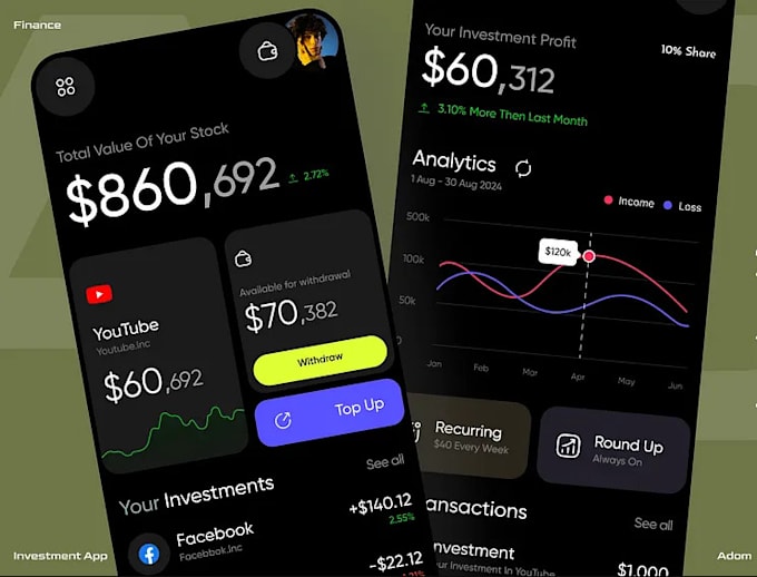 develop crypto wallet app, virtual bank app, fintech app, loan app, bank app