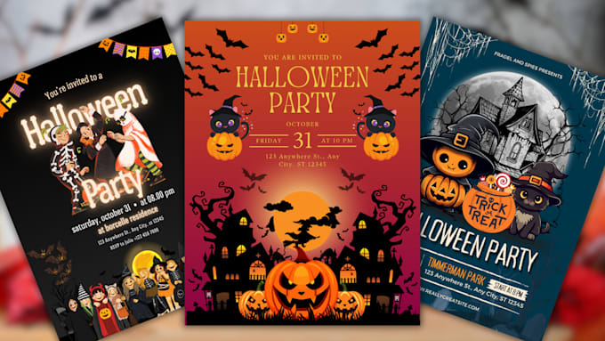 design halloween party flyer, social media post, halloween planner