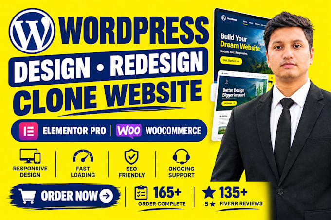 build, redesign, copy clone website using wordpress, elementor pro, woocommerce