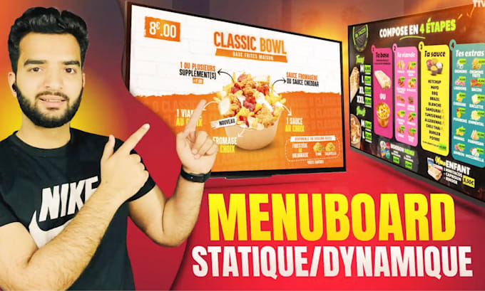 design digital screen menu board for restaurant