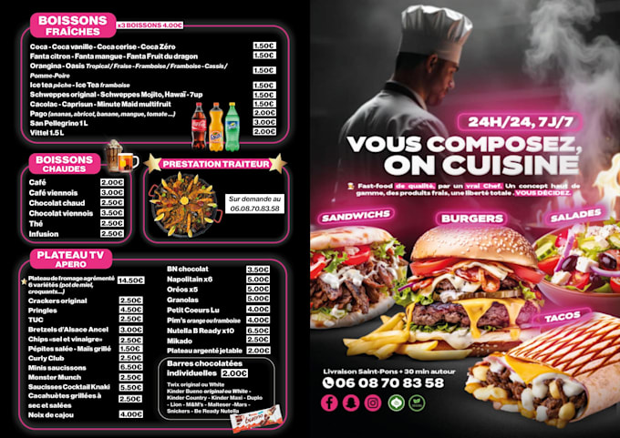 create modren style menu cards and flyers