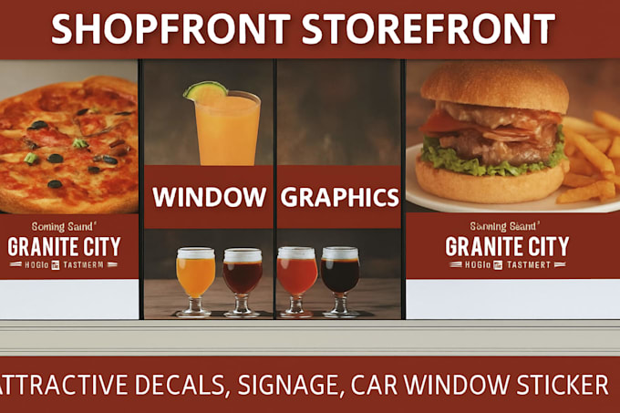 do eye catching shop front or storefront banner window graphics, window sticker
