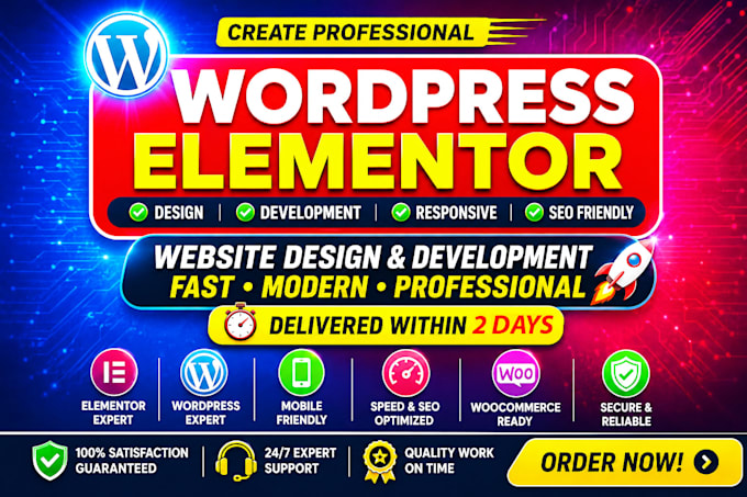 create wordpress website design and development , wordpress elementor website