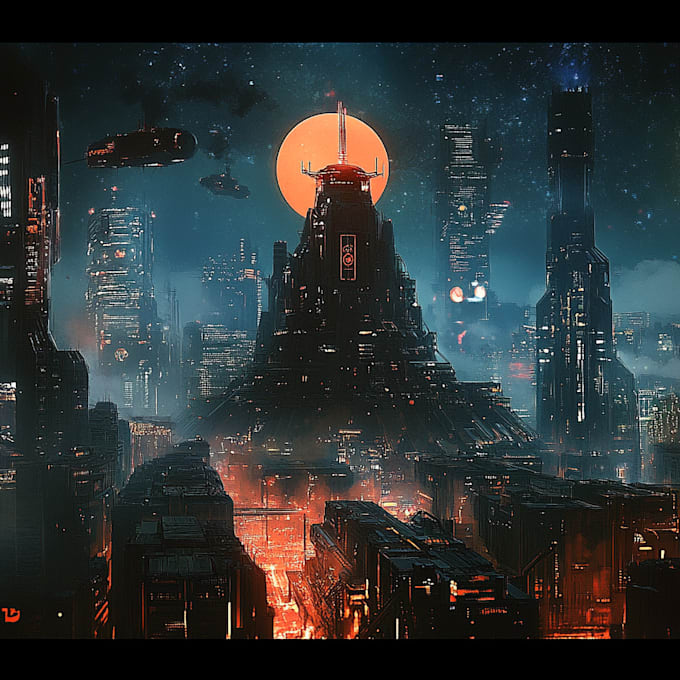 Do futuristic cyberpunk city and sci fi concept art by Alpeacea | Fiverr